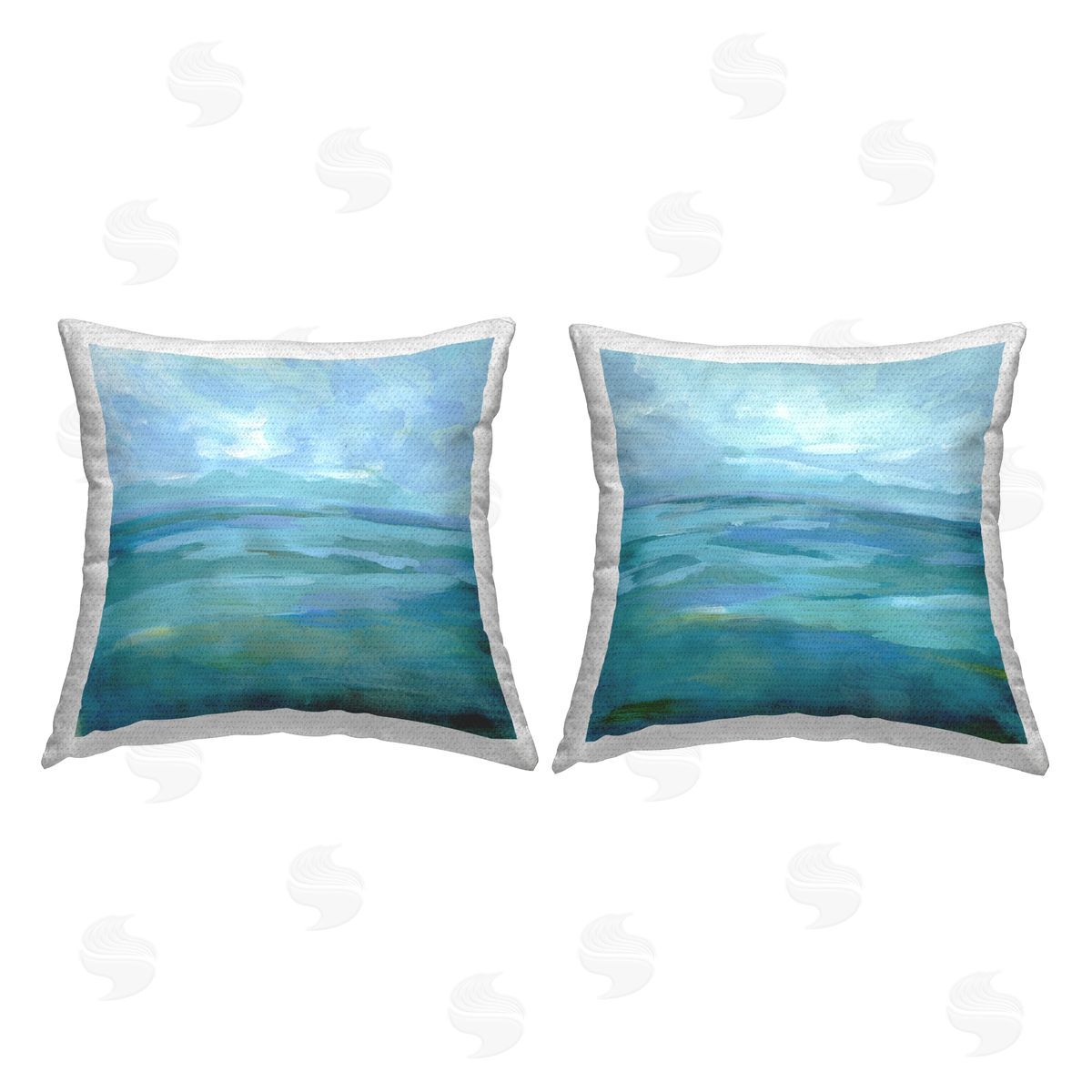 Blue Abstract Landscape Horizon Outdoor Printed Pillow, Home Decor by Victoria Barnes