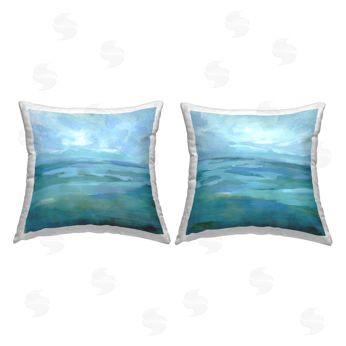 Blue Abstract Landscape Horizon Decorative Printed Pillow, Home Decor by Victoria Barnes
