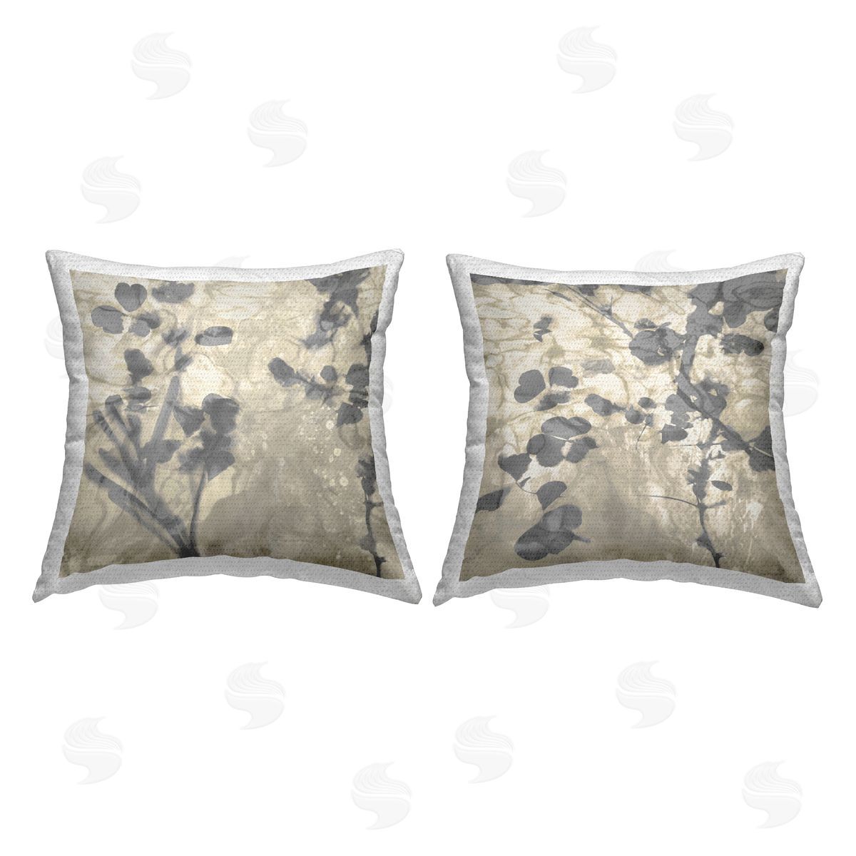 Modern Grey Fluid Botanicals Outdoor Printed Pillow, Home Decor by Danielle Carson