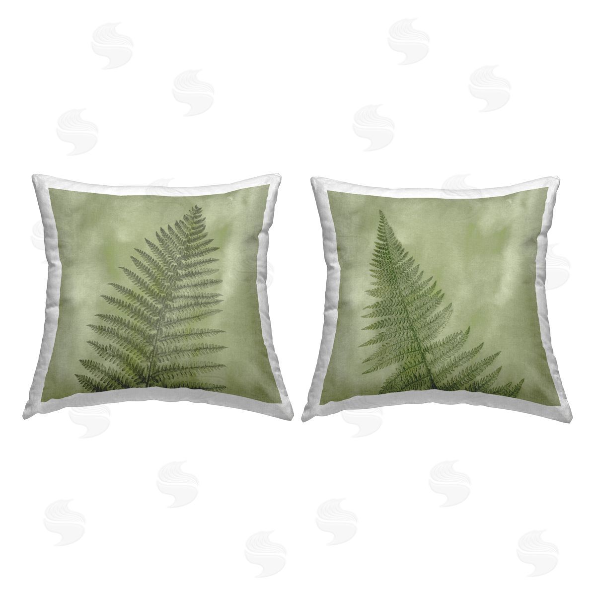Green Woodland Fern Leaves Decorative Printed Pillow, Home Decor by Ziwei Li