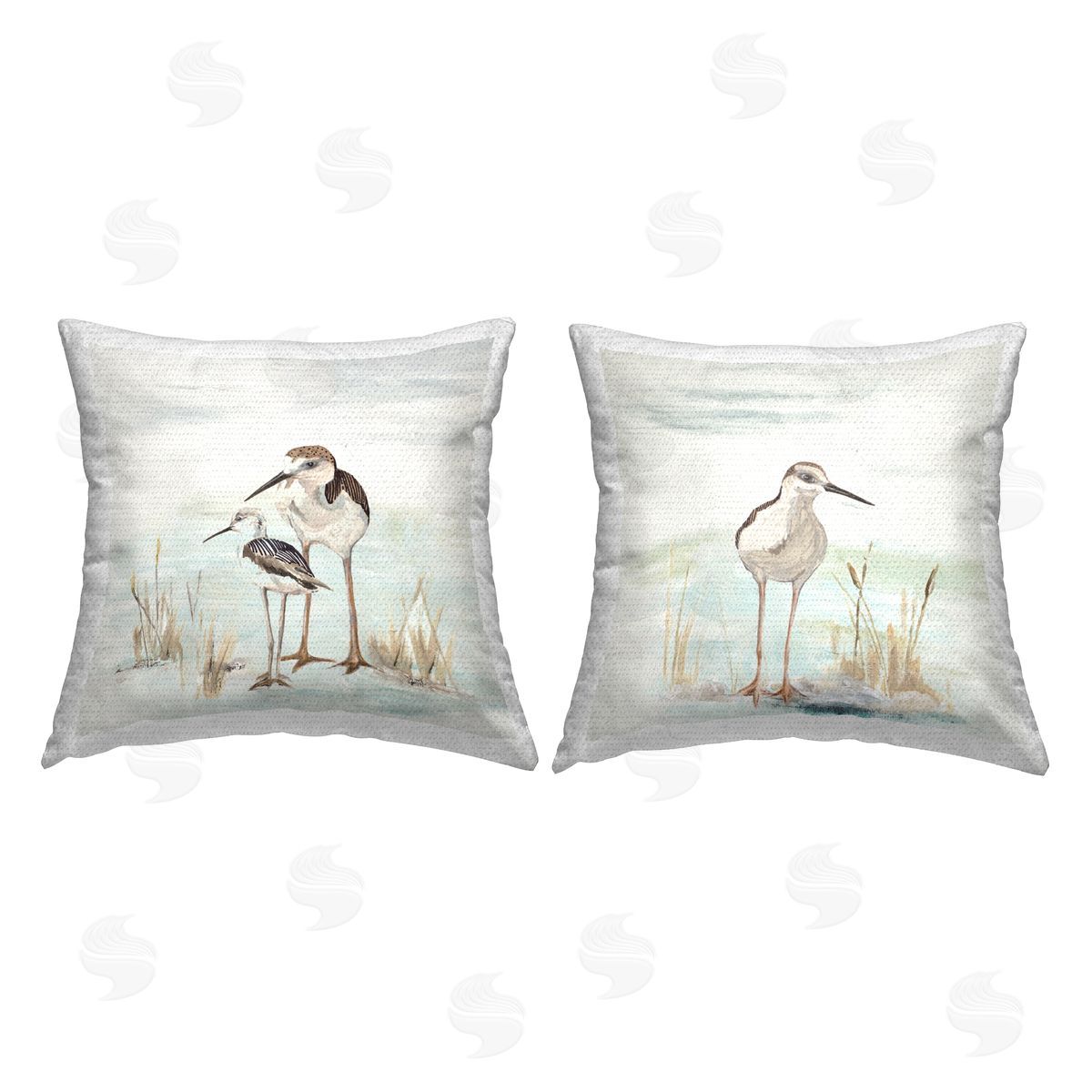 Sandpipers Summer Beach Grass Outdoor Printed Pillow, Home Decor by Patricia Pinto