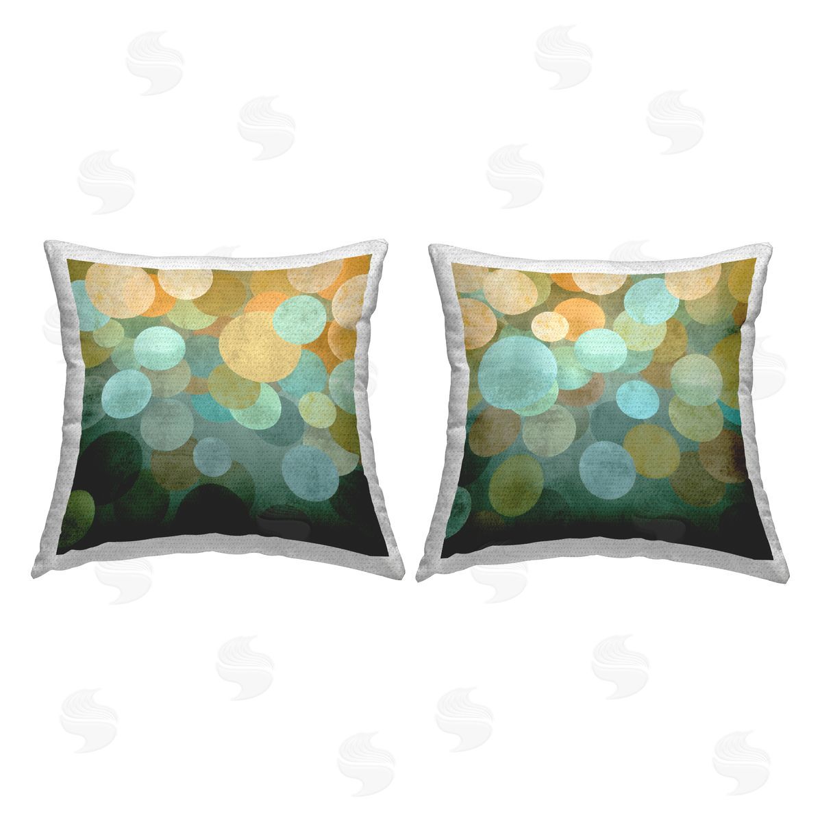 Abstract Teal Polka Dots Outdoor Printed Pillow, Home Decor by Brent Nelson