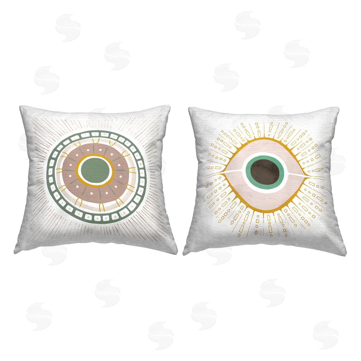 Abstract Evil Eye Symbols Outdoor Printed Pillow, Home Decor by Ziwei Li