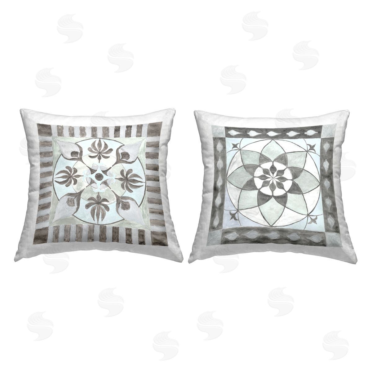 Neutral Blue Centralized Pattern Decorative Printed Pillow, Home Decor by Charity Henderson