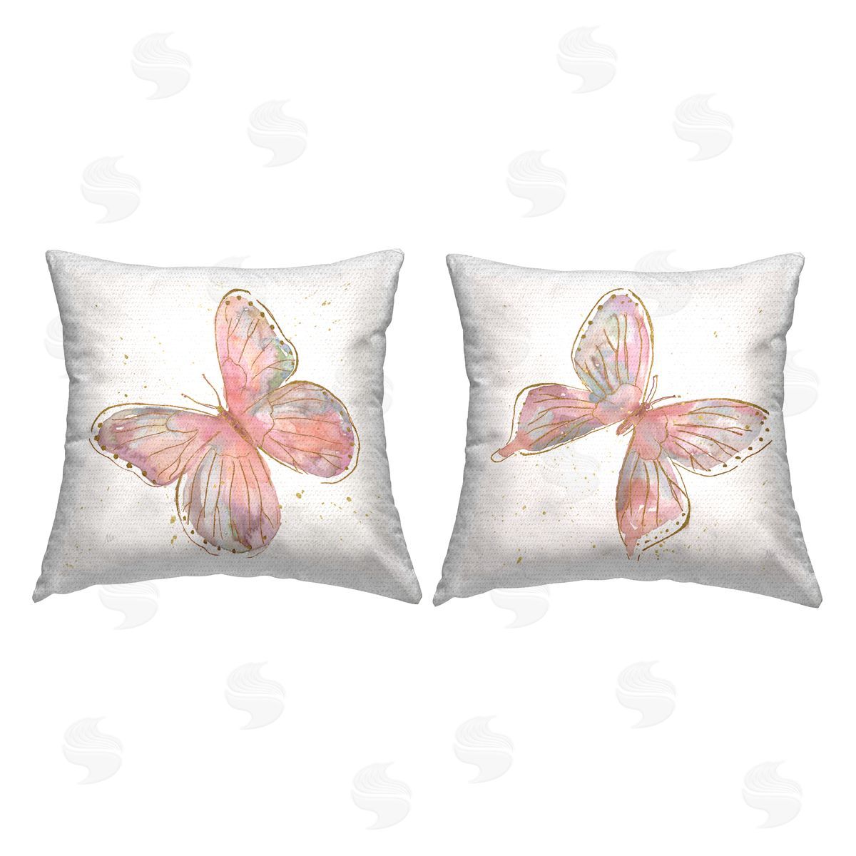 Pastel Pink Butterflies Glam Detail Outdoor Printed Pillow, Home Decor by Nan