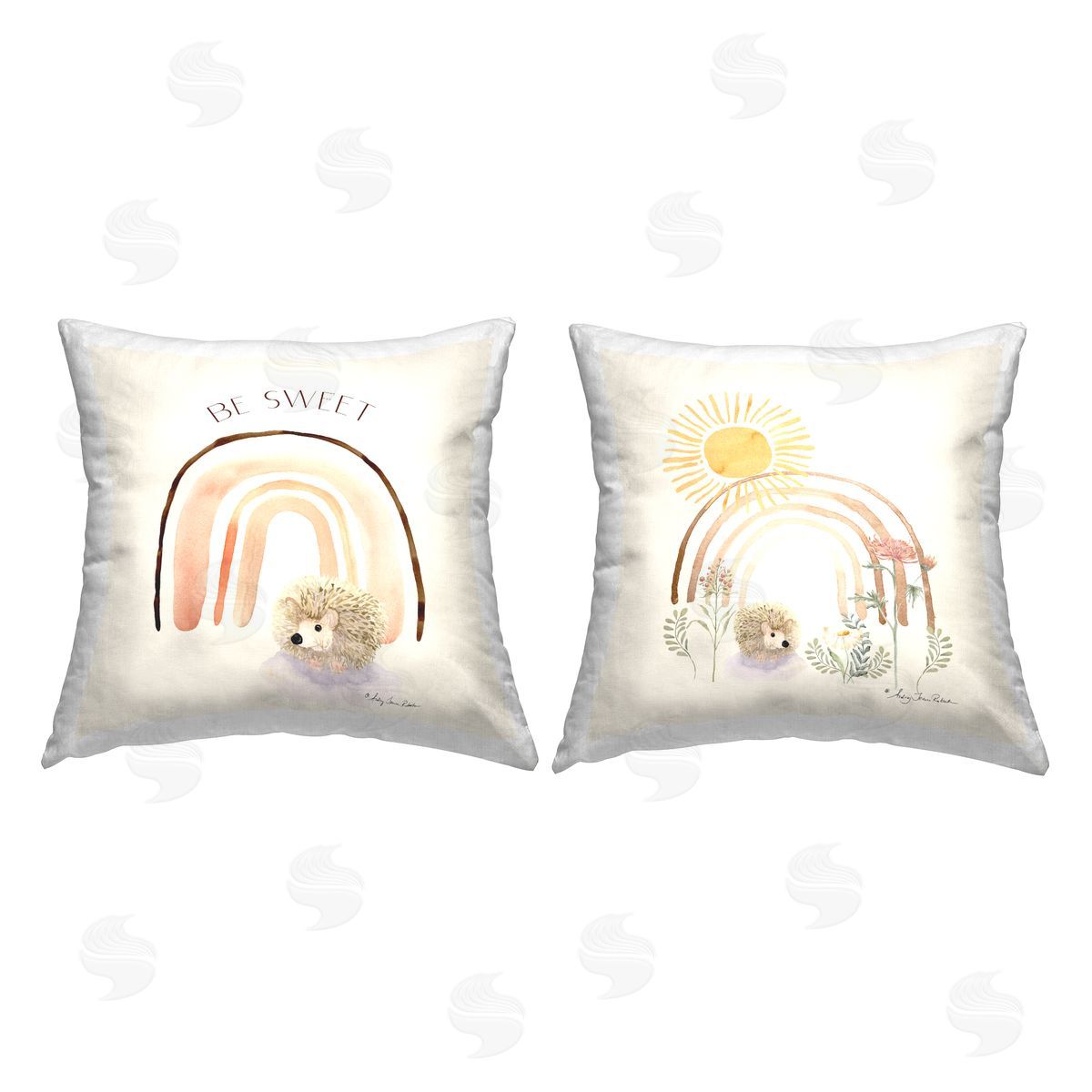 Be Sweet Hedgehog Nature Rainbows Decorative Printed Pillow, Home Decor by Audrey Jeanne Roberts