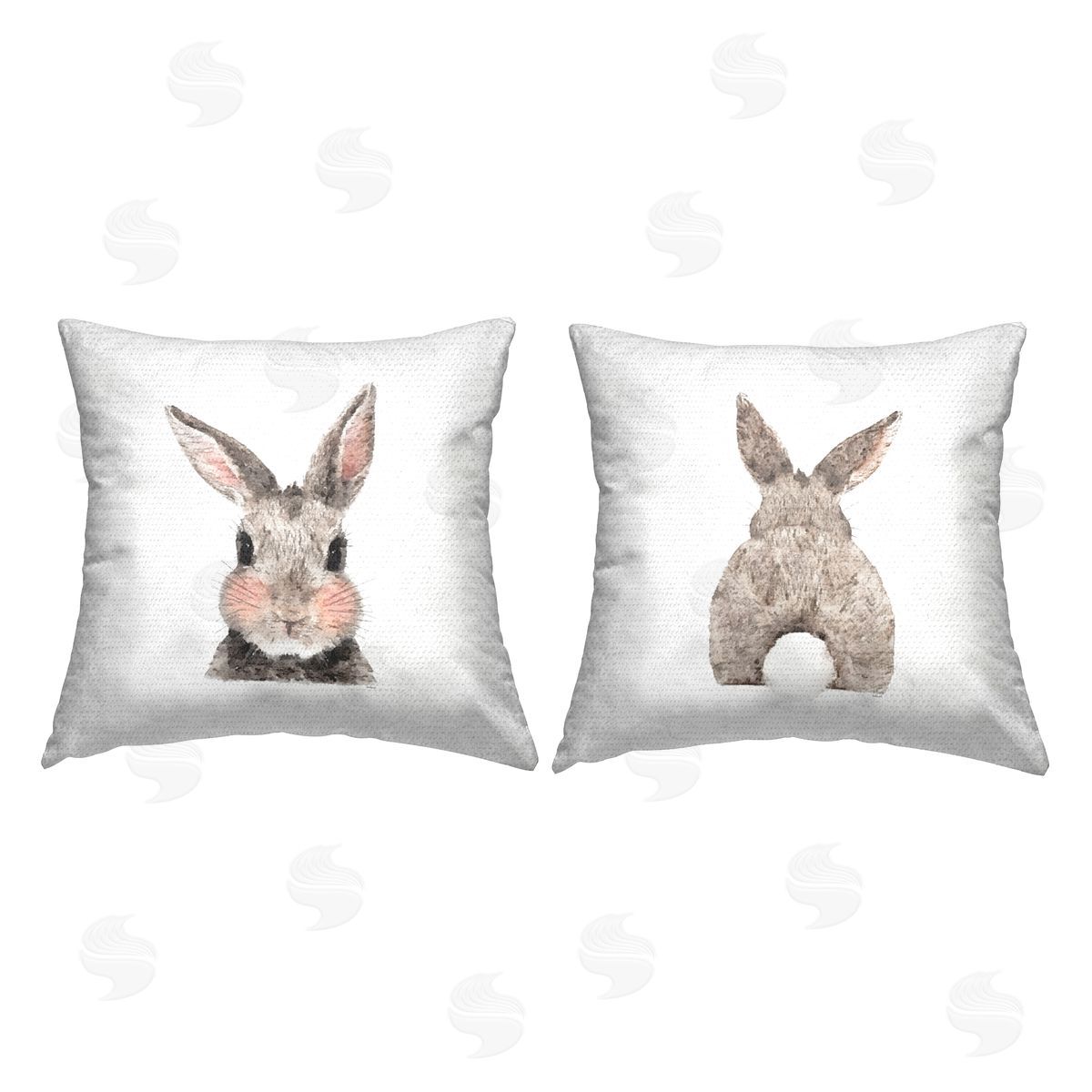 Brown Rabbits Face & Tail Outdoor Printed Pillow, Home Decor by Amanda Greenwood