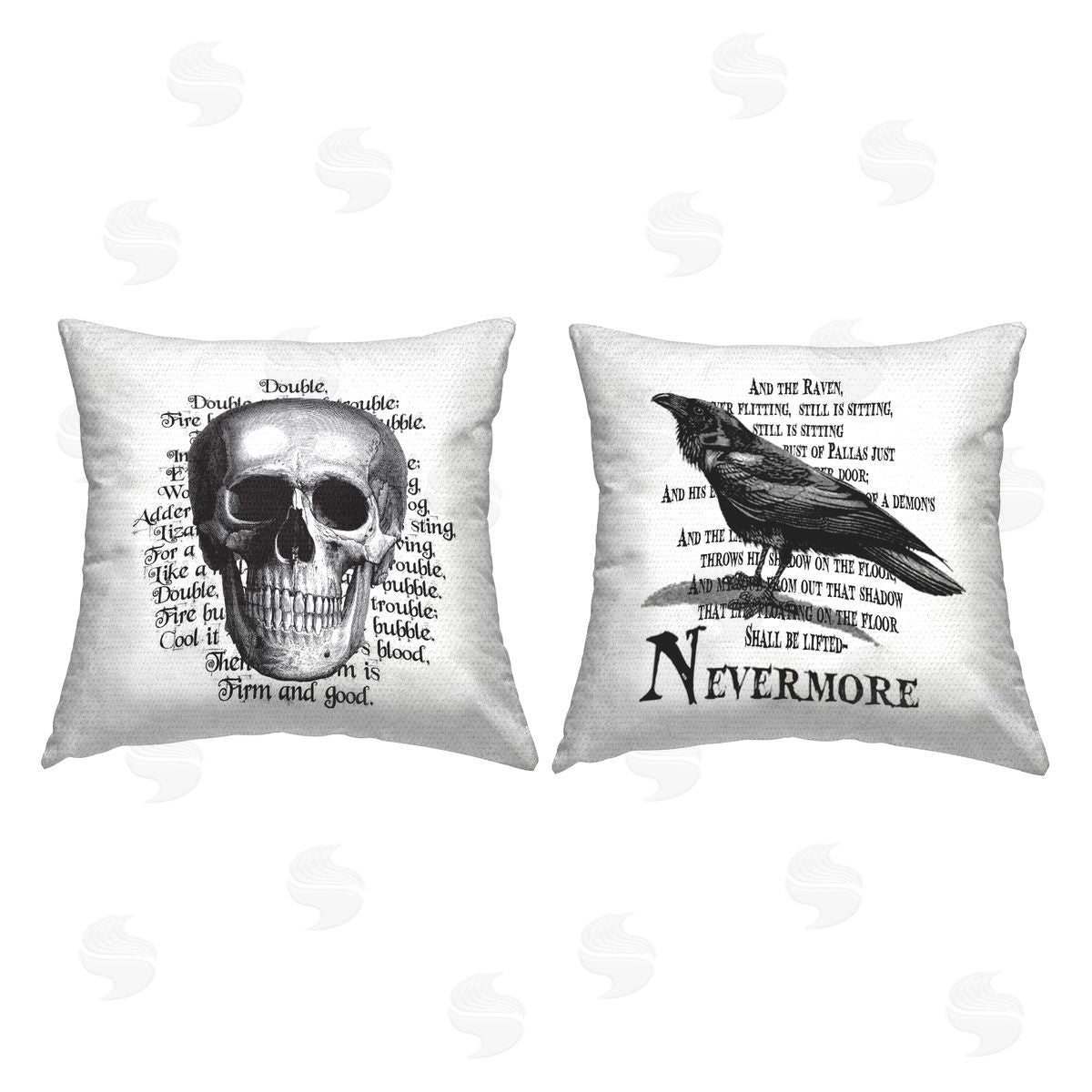 Halloween Skull & Crow Poetry Outdoor Printed Pillow, Home Decor by Lettered and Lined