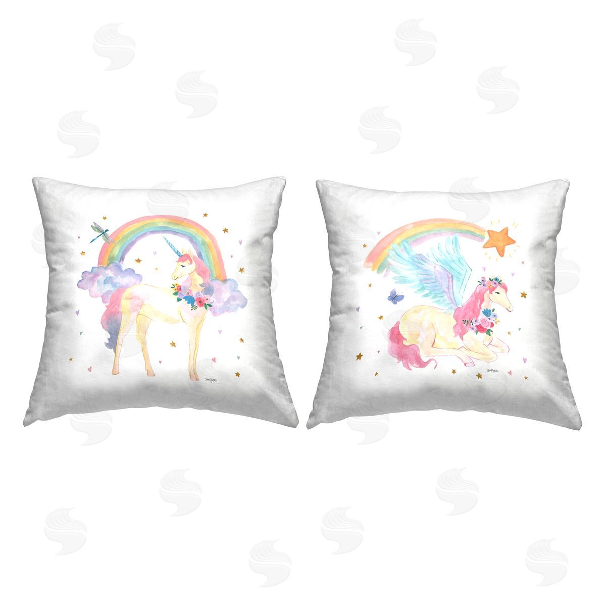 Magical Friends & Rainbows Decorative Printed Pillow, Home Decor by Jenaya Jackson
