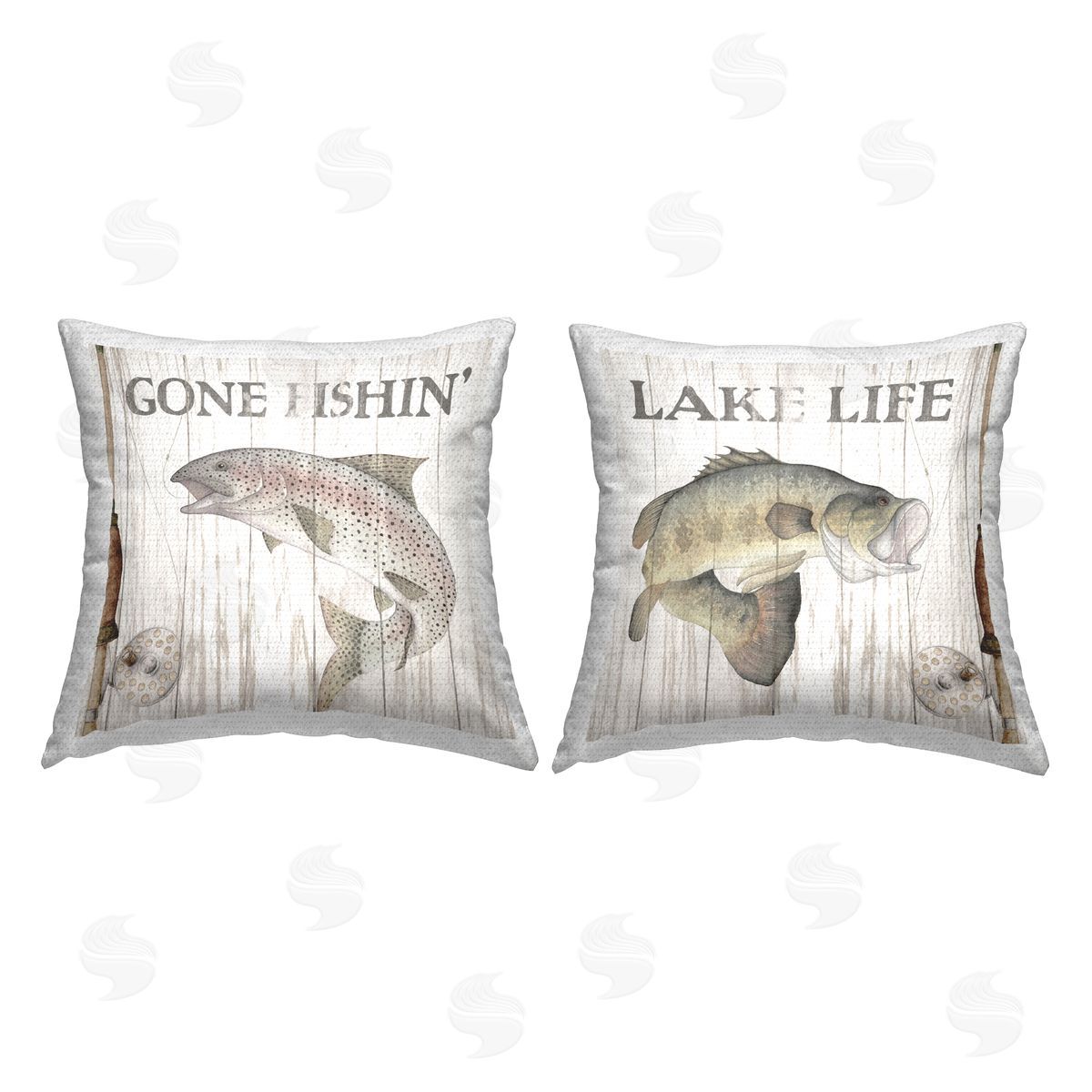 Lake Life Fishing Phrases Outdoor Printed Pillow, Home Decor by Wild Apple Portfolio