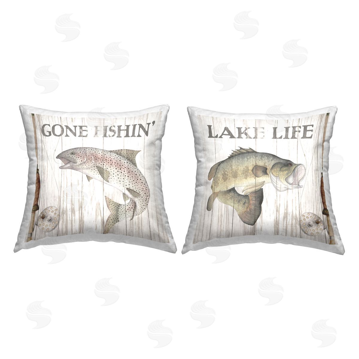 Lake Life Fishing Phrases Decorative Printed Pillow, Home Decor by Wild Apple Portfolio