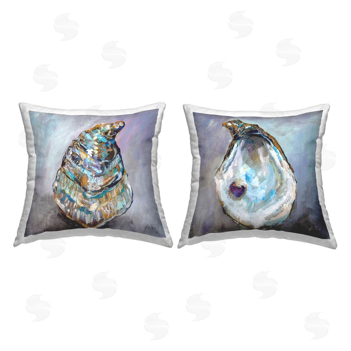 Nautical Oyster Shells Decorative Printed Pillow, Home Decor by Jeanette Vertentes