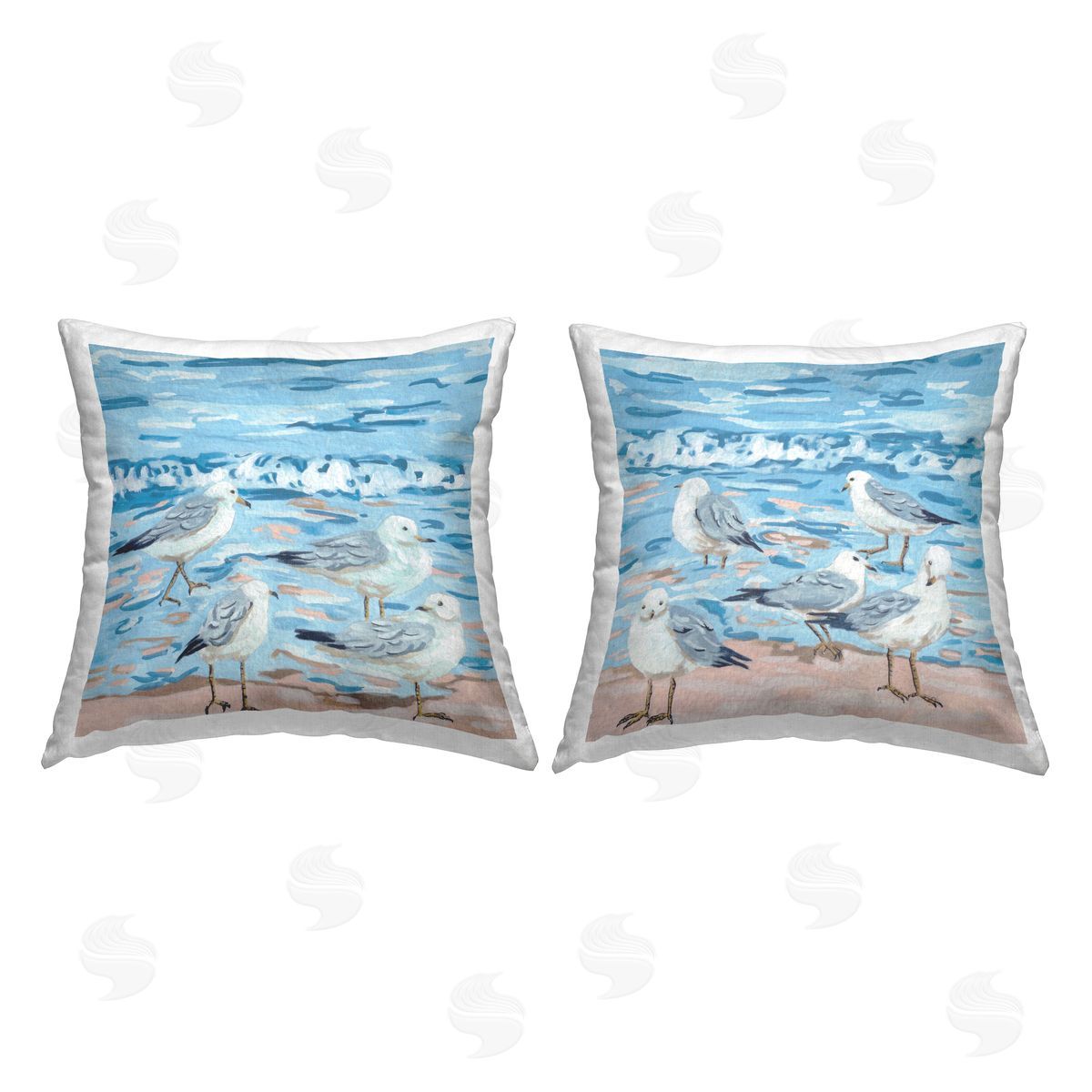 Modern Sandpipers Beach Waves Decorative Printed Pillow, Home Decor by Melissa Wang