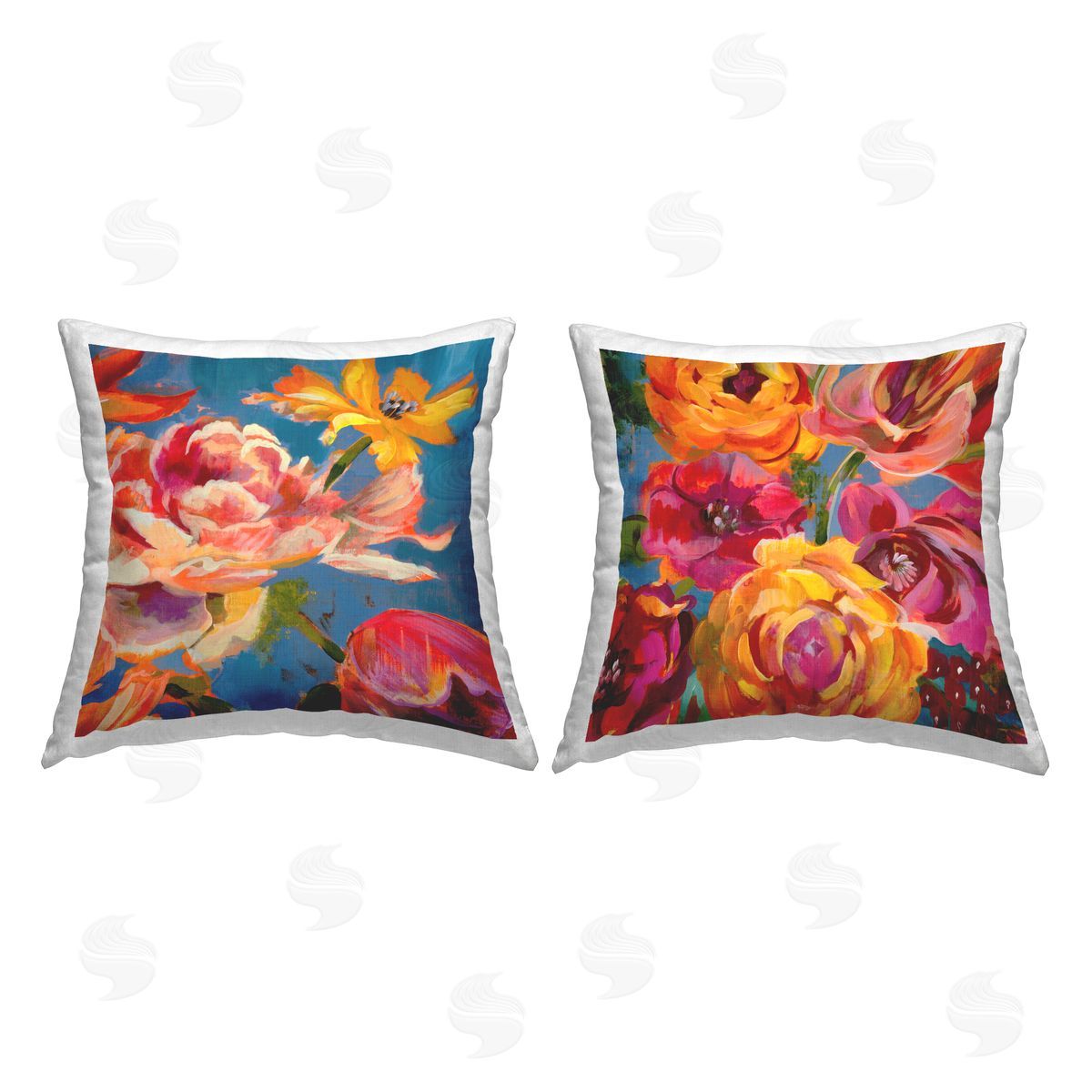 Vivid Roses & Peonies Decorative Printed Pillow, Home Decor by Liz Jardine