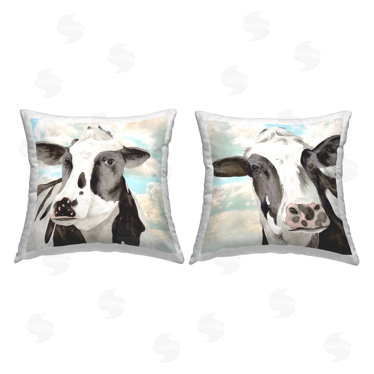 Cow Portrait with Clouds Decorative Printed Pillow, Home Decor by Melissa Wang