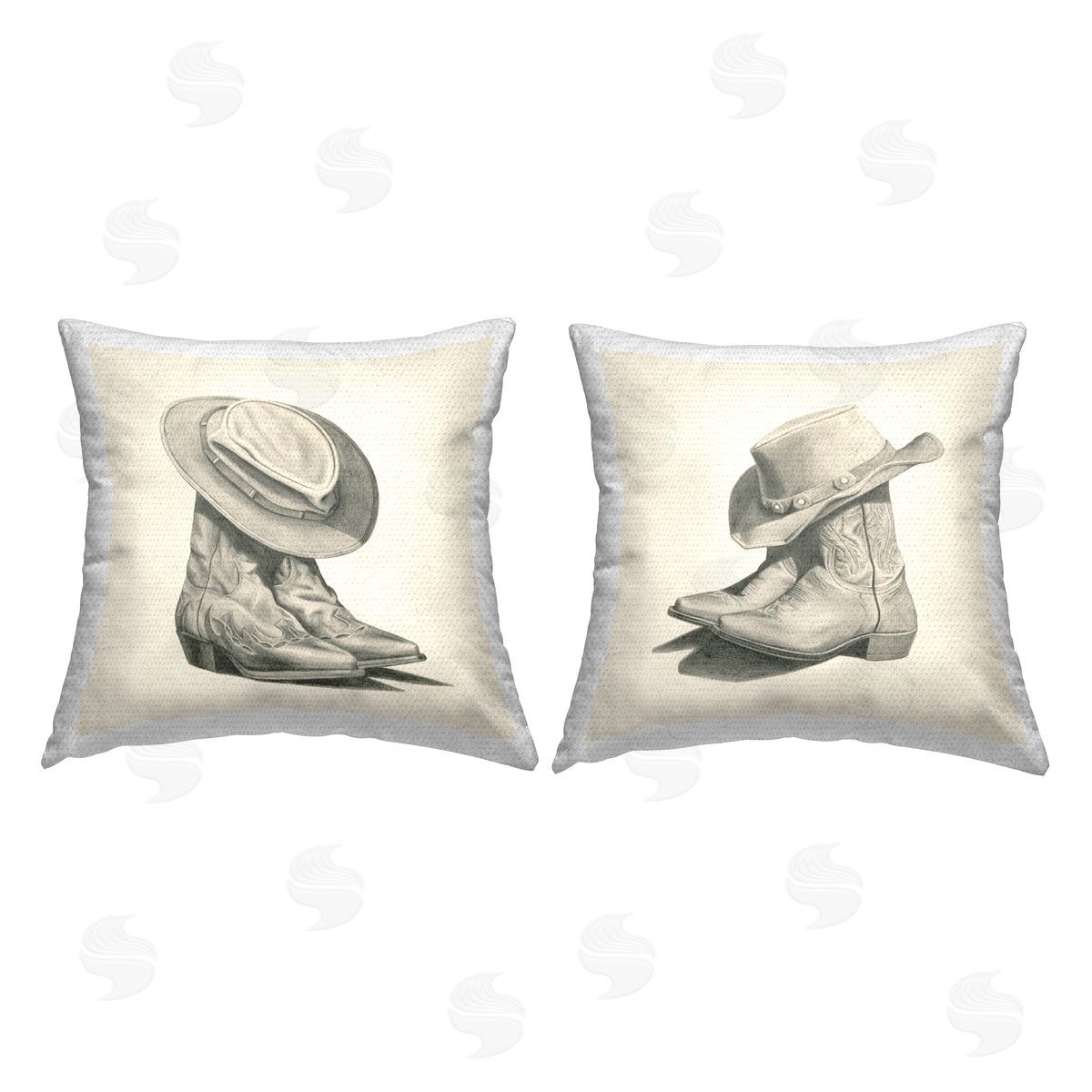 Cowboy Boots & Hats Outdoor Printed Pillow, Home Decor by Grace Popp