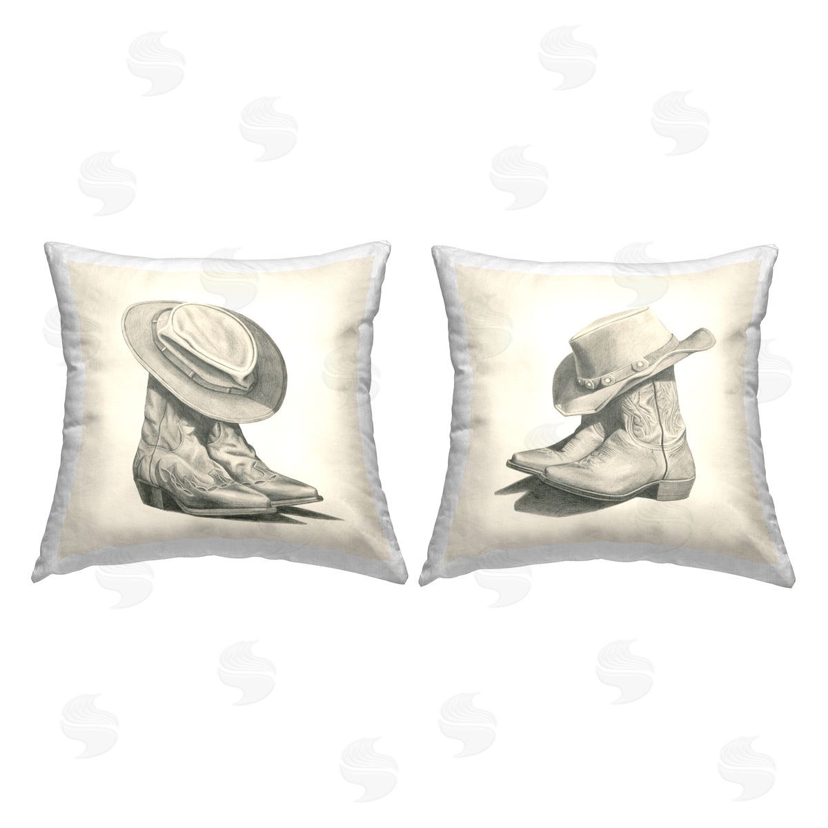 Cowboy Boots & Hats Decorative Printed Pillow, Home Decor by Grace Popp