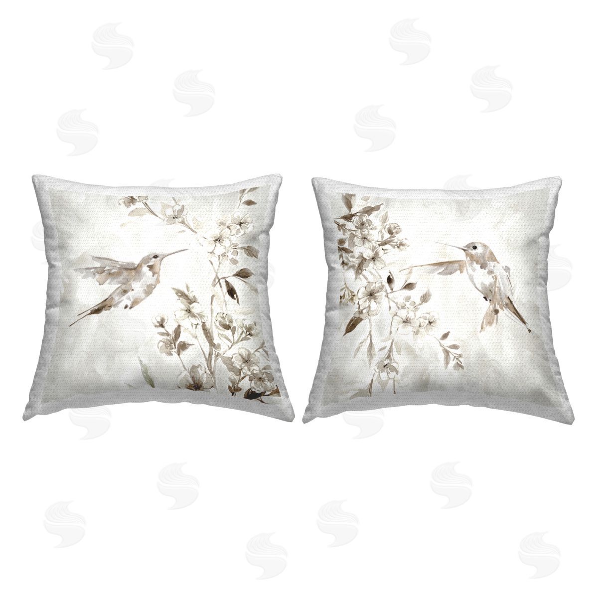 Hummingbirds & Ivory Flowers Outdoor Printed Pillow, Home Decor by Carol Robinson
