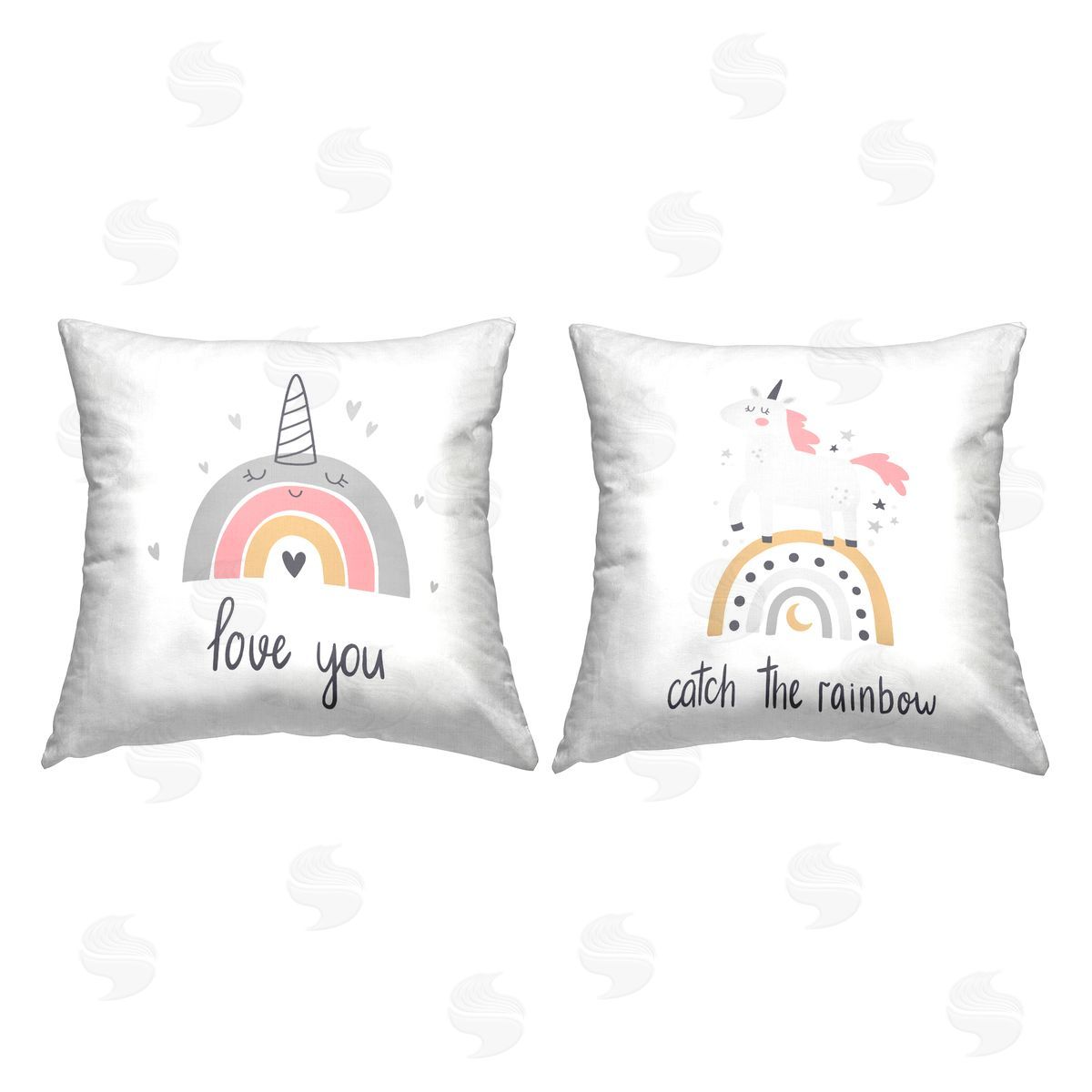 Love You Unicorn Rainbow Decorative Printed Pillow, Home Decor by LSR Design Studio