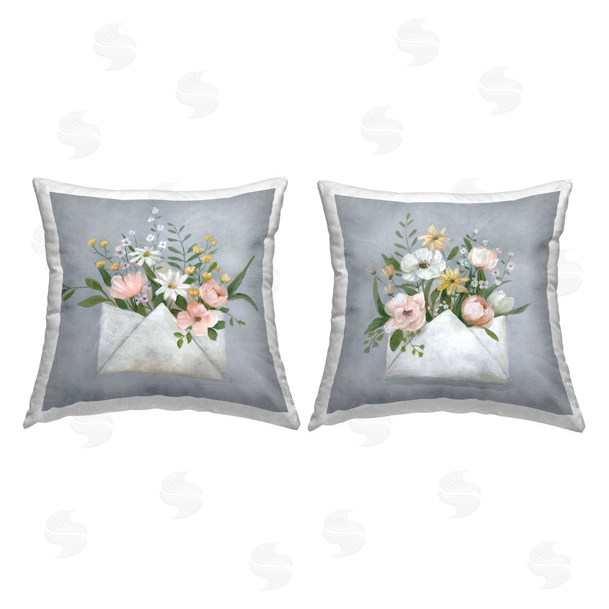 Cottage Wildflowers Mail Decorative Printed Pillow, Home Decor by Nan