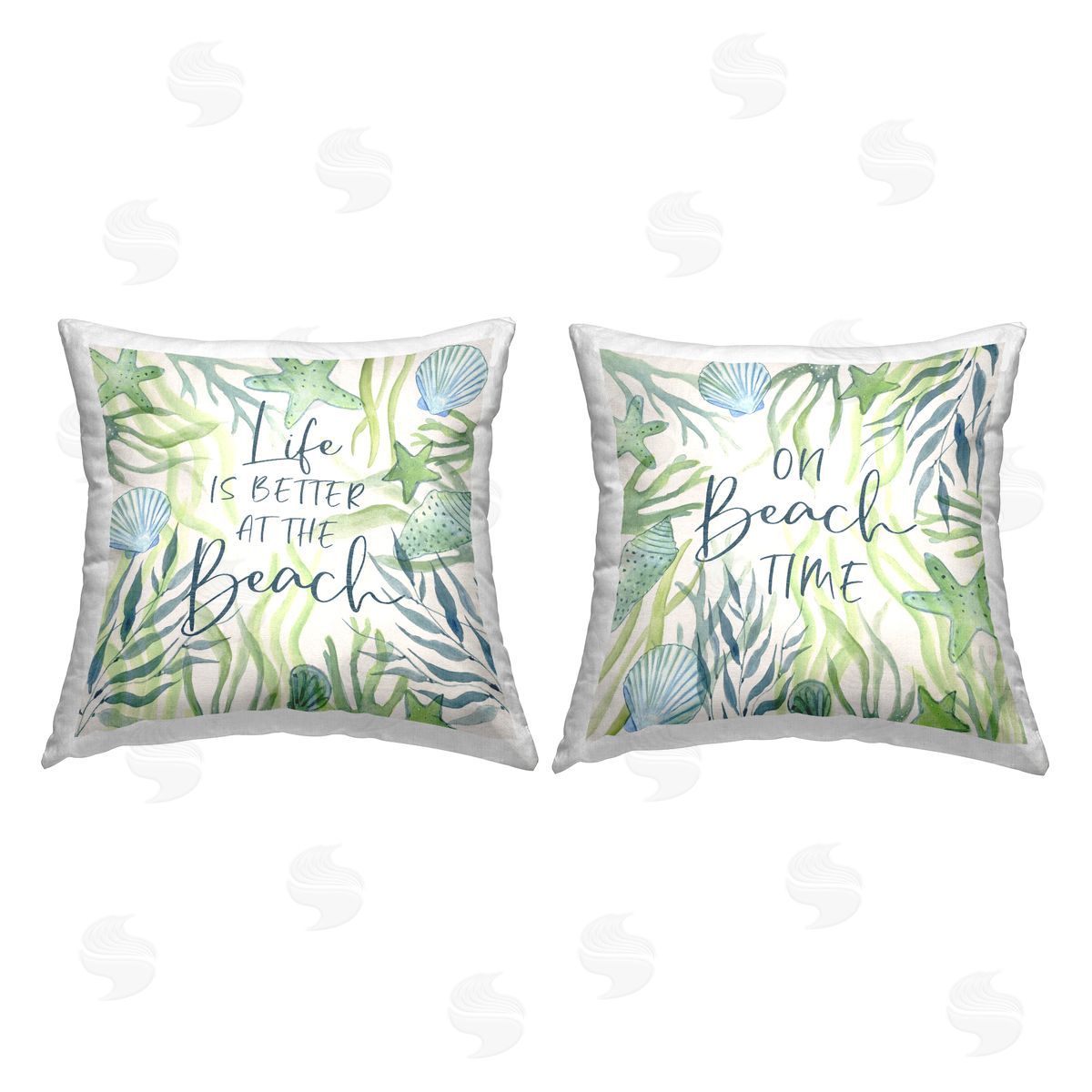 Sea Life Beach Phrases Decorative Printed Pillow, Home Decor by Janet Tava