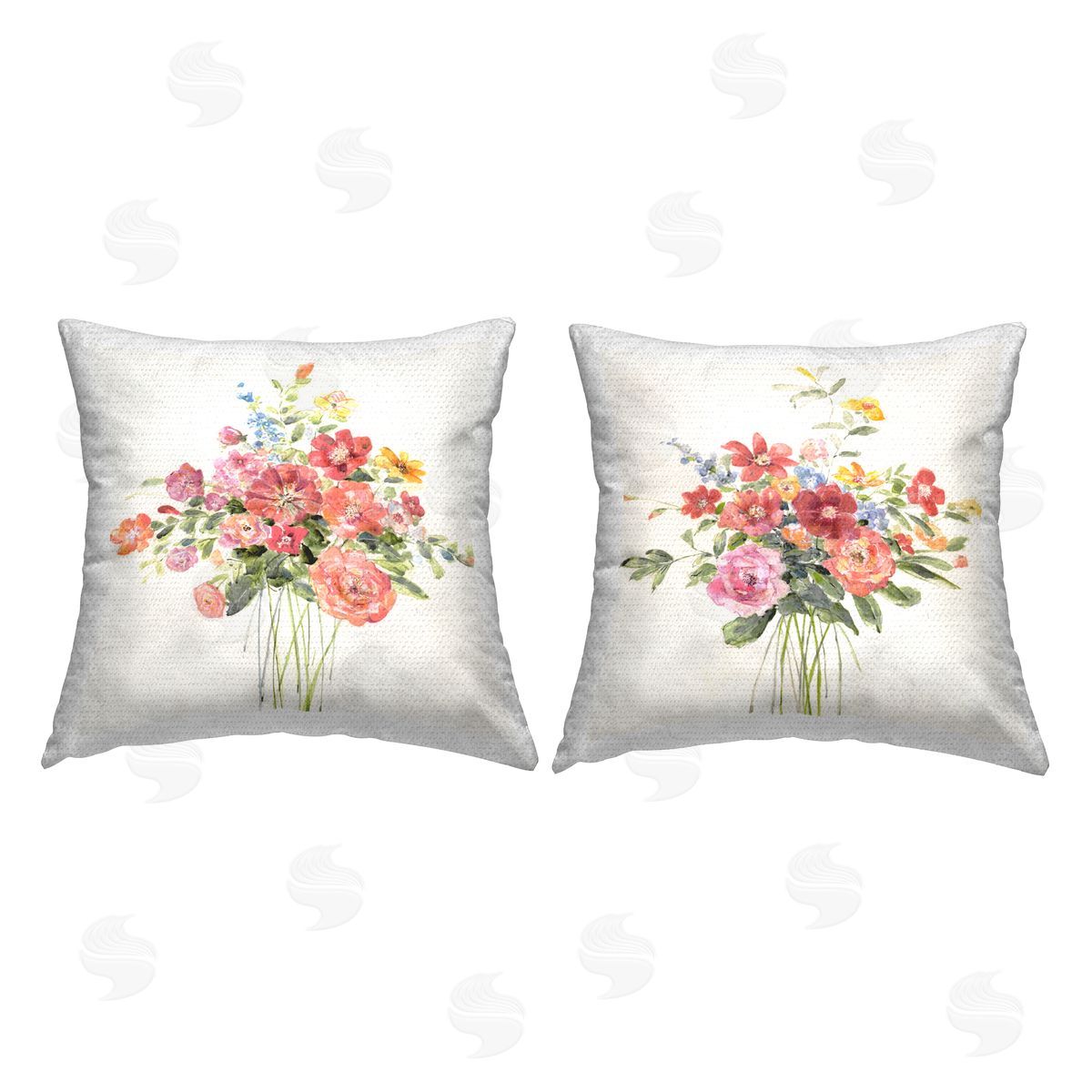 Varied Flower Bouquets Outdoor Printed Pillow, Home Decor by Sally Swatland