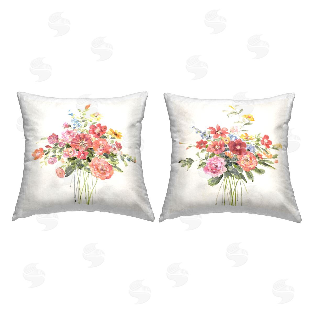 Varied Flower Bouquets Decorative Printed Pillow, Home Decor by Sally Swatland