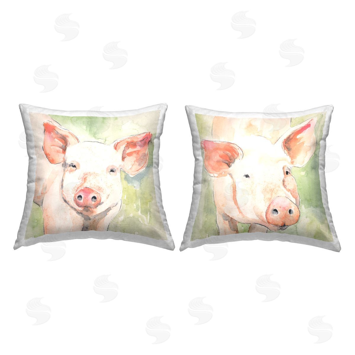Pigs on Green Decorative Printed Pillow, Home Decor by Victoria Barnes