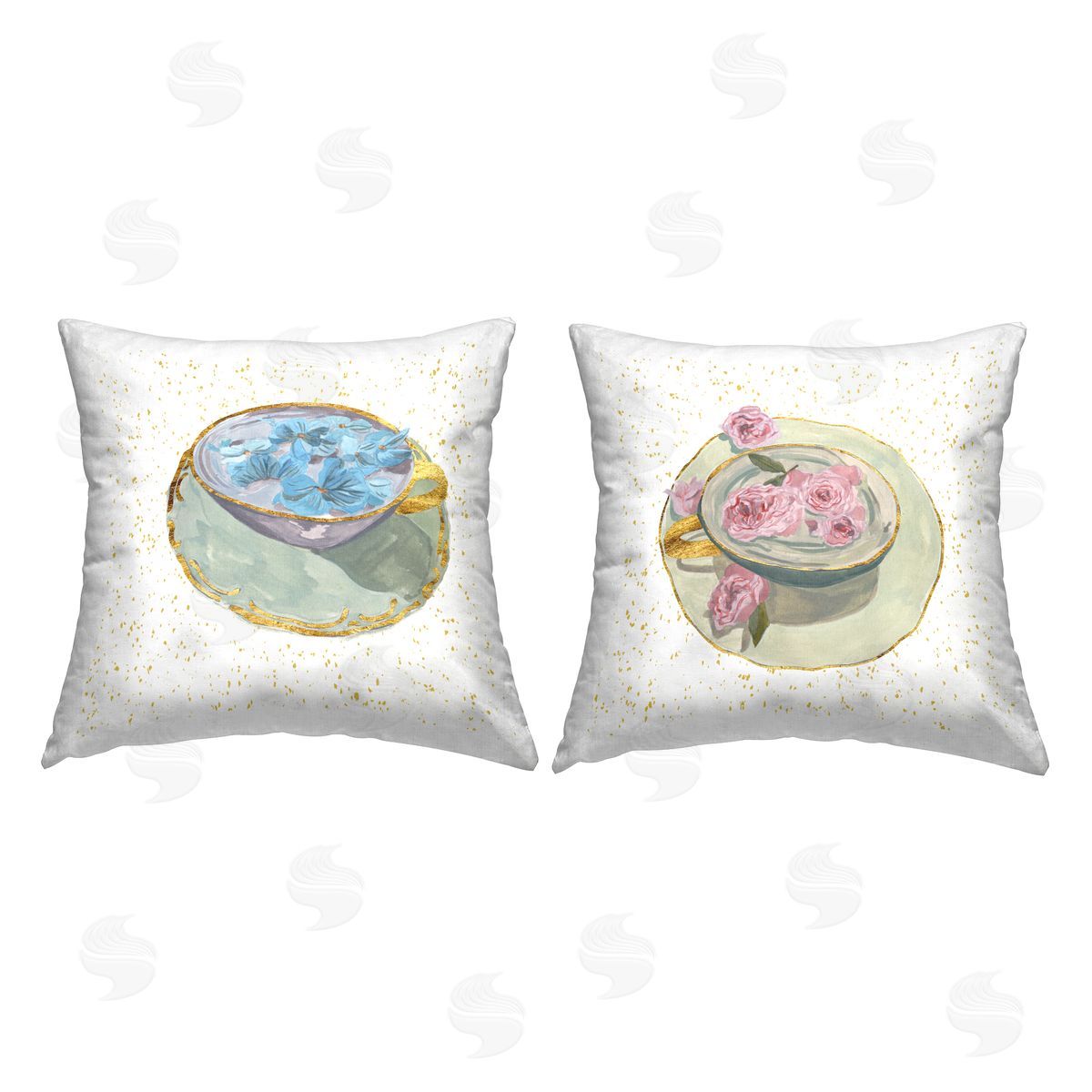Floral Glam Teacups Decorative Printed Pillow, Home Decor by Melissa Wang