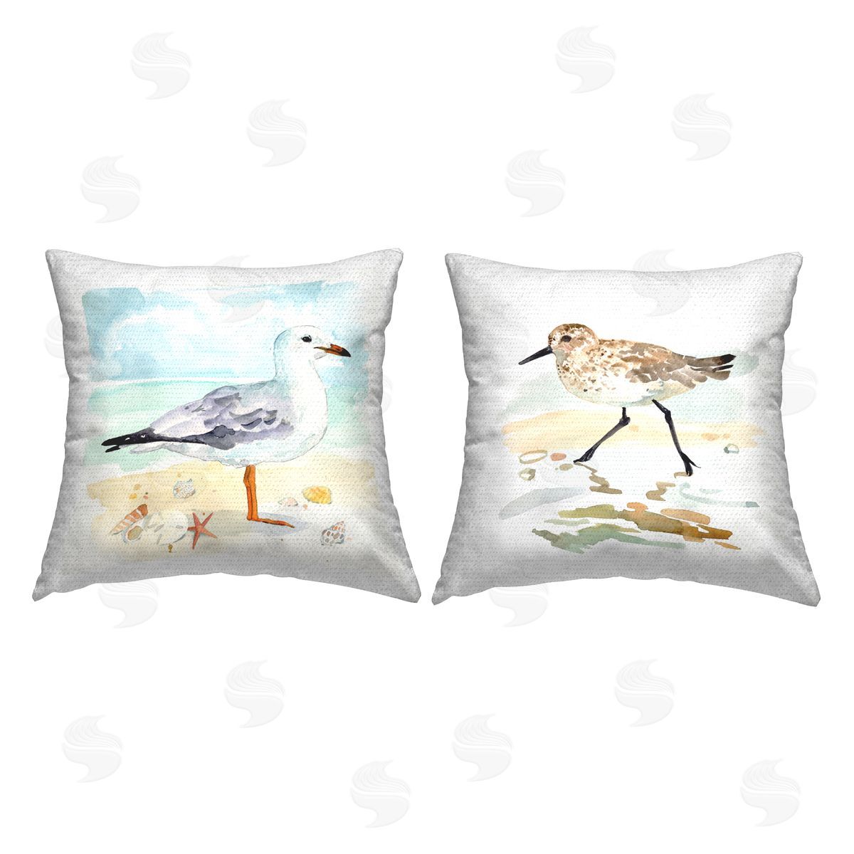 Seagull and Sandpiper Outdoor Printed Pillow, Home Decor by Victoria Barnes