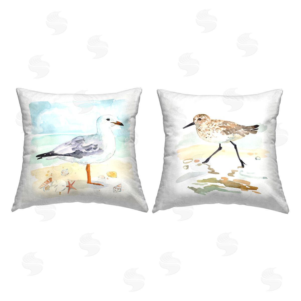 Seagull and Sandpiper Decorative Printed Pillow, Home Decor by Victoria Barnes