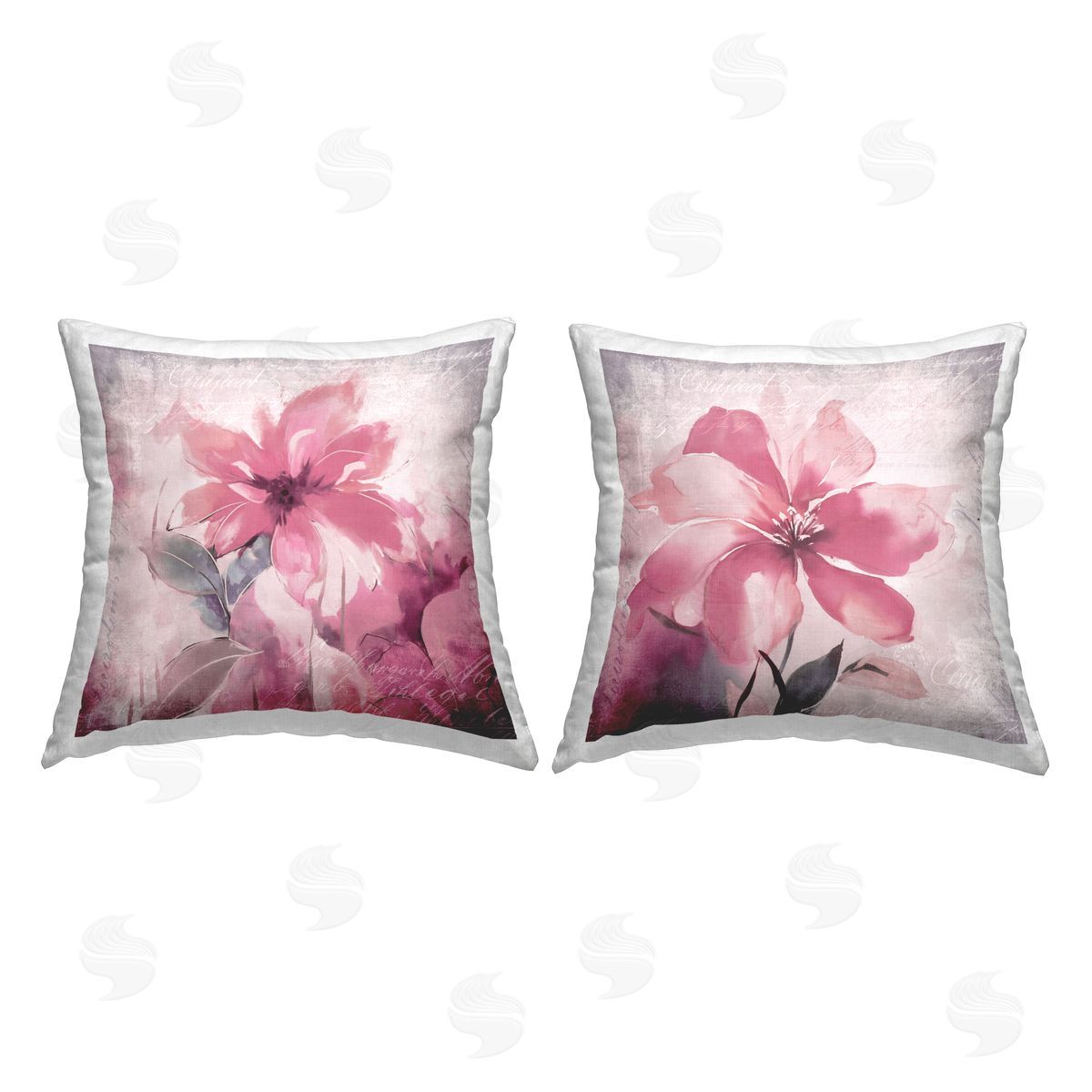 Vintage Pink Flowers Decorative Printed Pillow, Home Decor by Andrea Haase