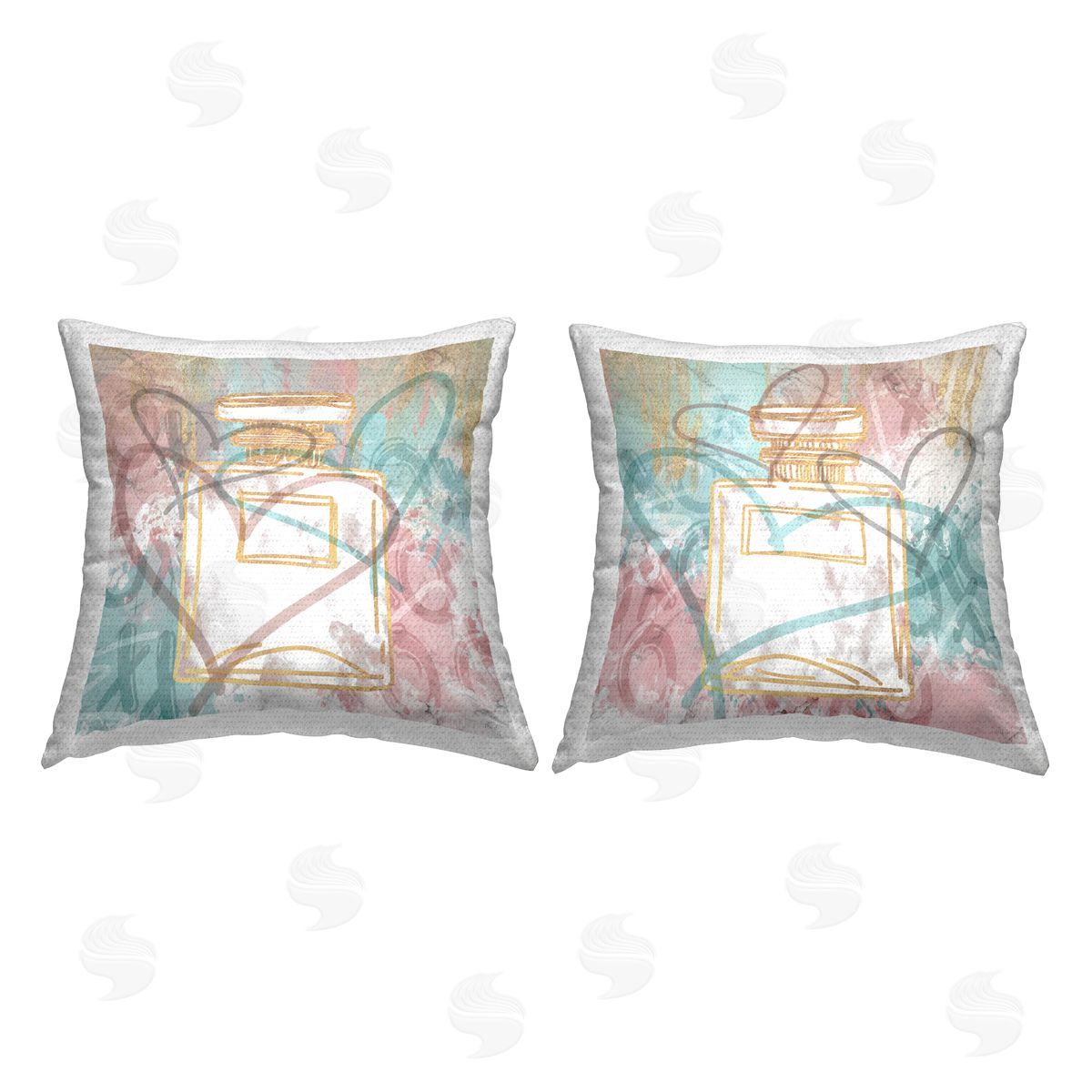 Modern Hearts & Perfume Outdoor Printed Pillow, Home Decor by Jennifer Brinley