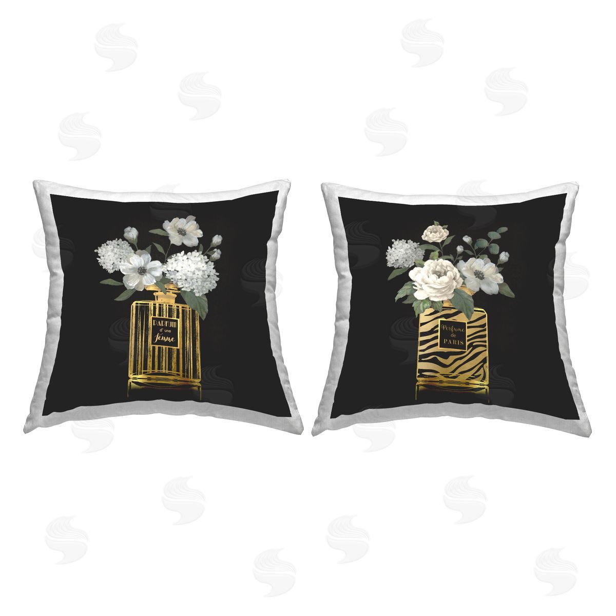 Chic Perfume Bouquets Decorative Printed Pillow, Home Decor by Jennifer Brinley