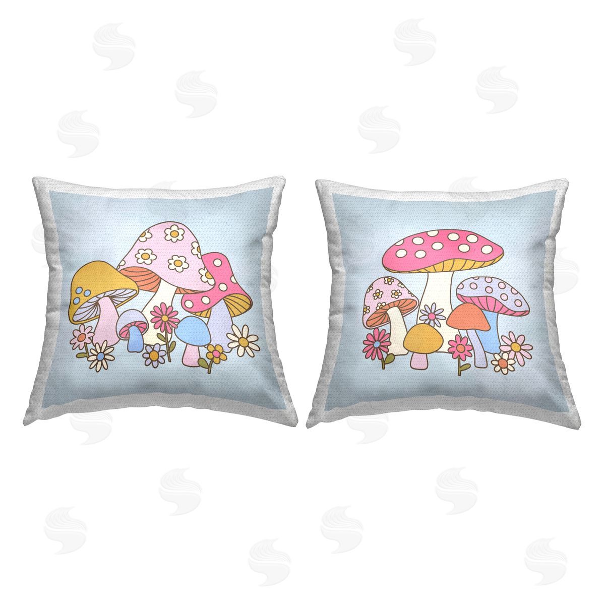 Varied Groovy Mushrooms Outdoor Printed Pillow, Home Decor by Jennifer Brinley