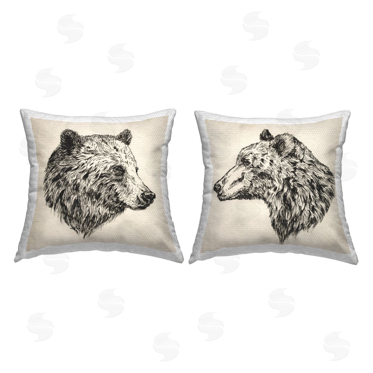 Rustic Woodland Bear Portraits Outdoor Printed Pillow, Home Decor by Jennifer Brinley
