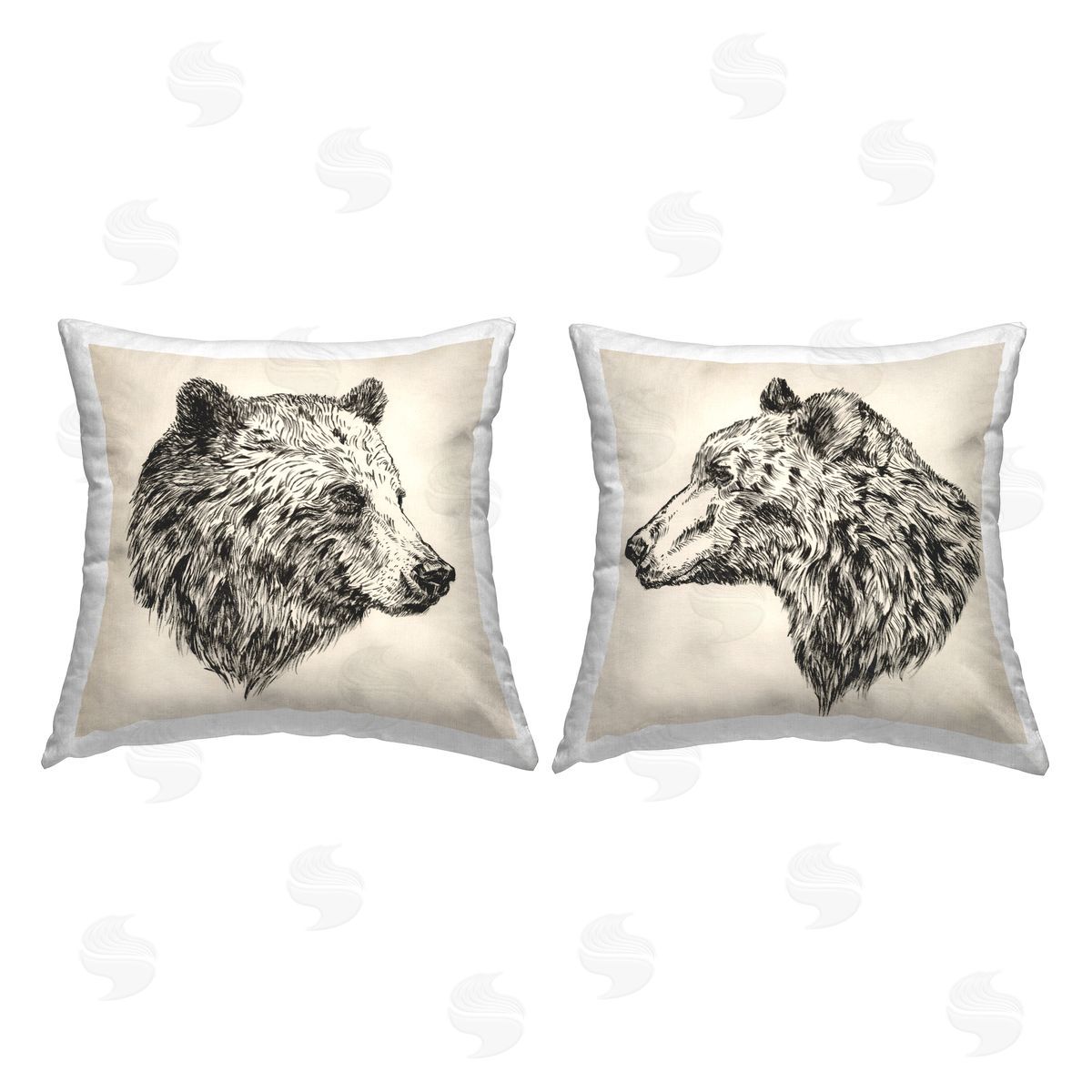 Rustic Woodland Bear Portraits Decorative Printed Pillow, Home Decor by Jennifer Brinley
