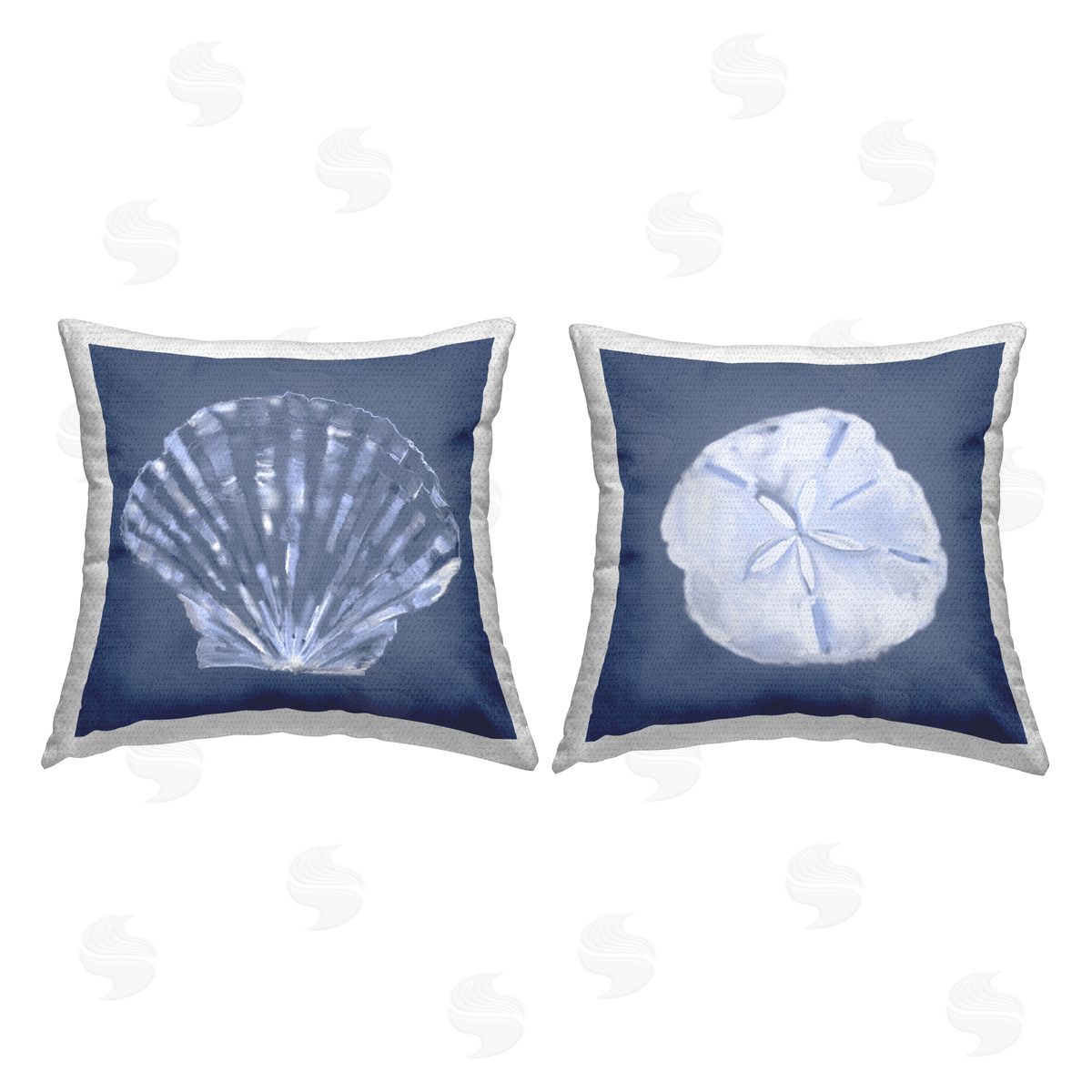 Blue Abstract Sea Life Outdoor Printed Pillow, Home Decor by Jennifer Brinley