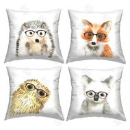 Mercedes Lopez Charro | Adorable Forest Animals Hipster Glasses Owl Fox