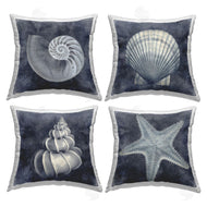Caroline Kelly | Nautical Distressed Seashells and Starfish Blue White