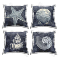 Caroline Kelly | Nautical Distressed Seashells and Starfish Blue White