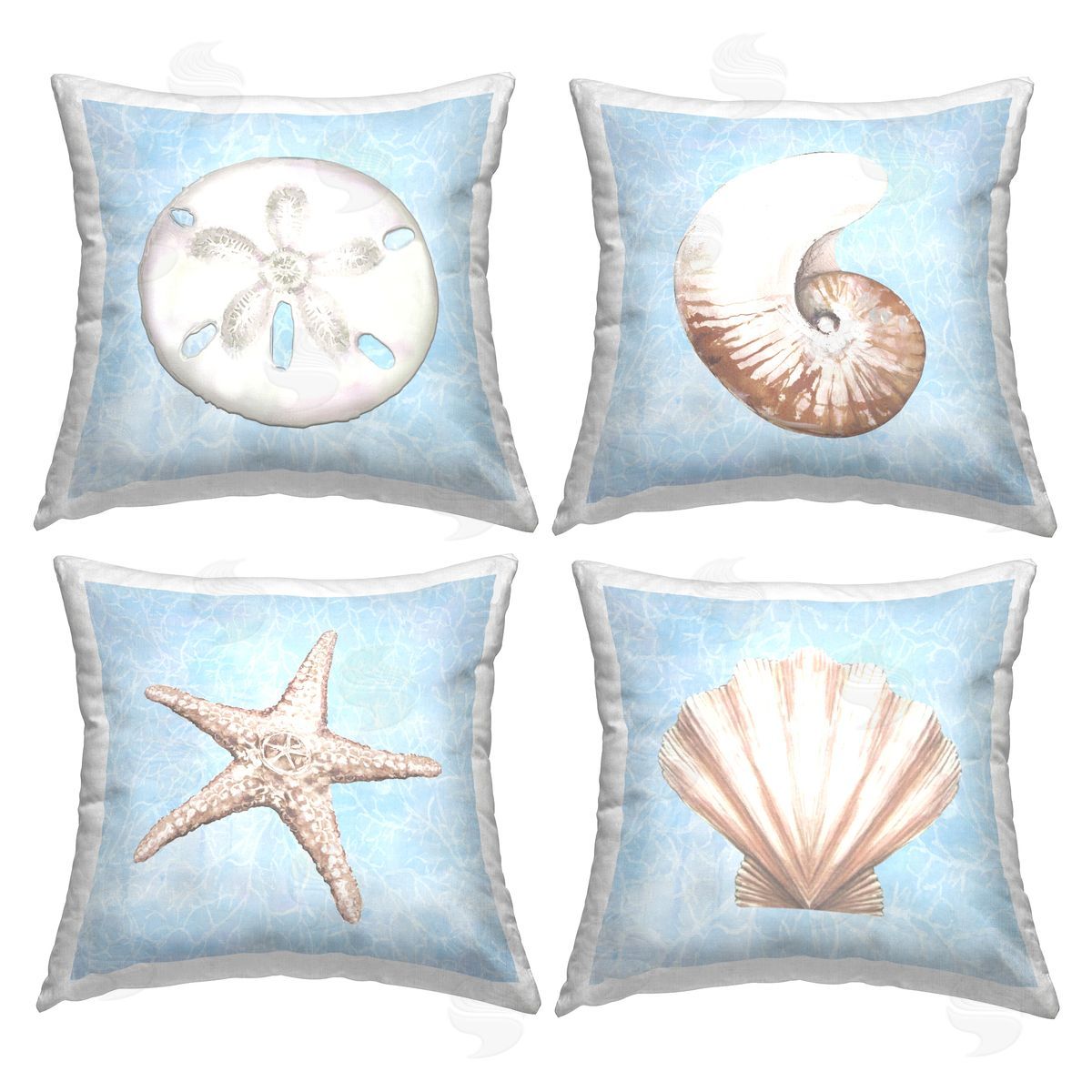 Aquatic Seashell Beach Water Decorative Printed Pillow, Home Decor by Diannart