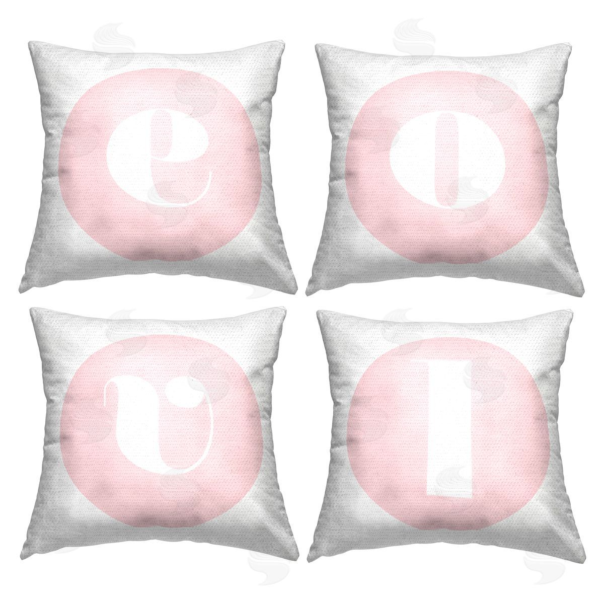Pink Love Letters Outdoor Printed Pillow, Home Decor by Stupell Studio