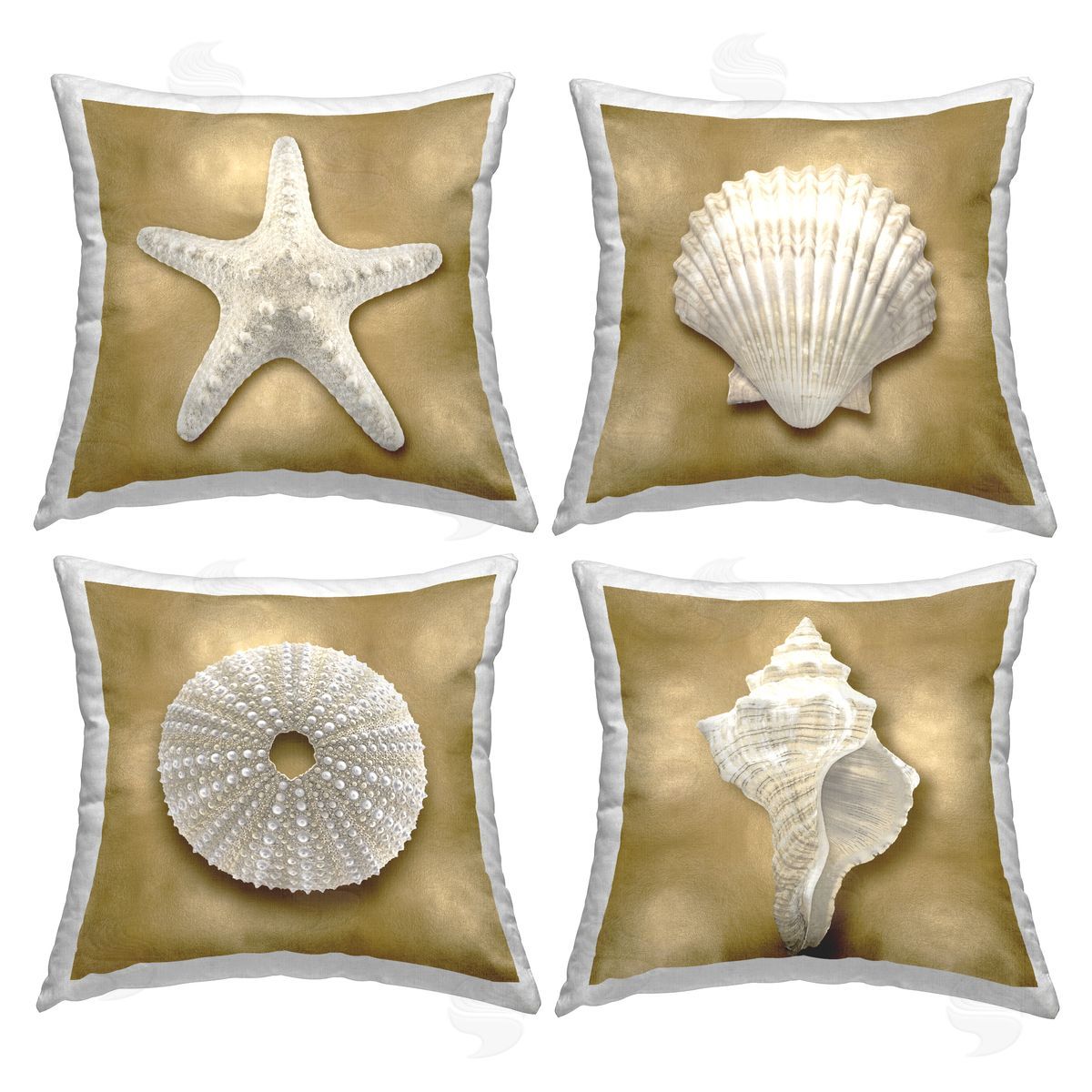 Glam Nautical Seashells Decorative Printed Pillow, Home Decor by Caroline Kelly