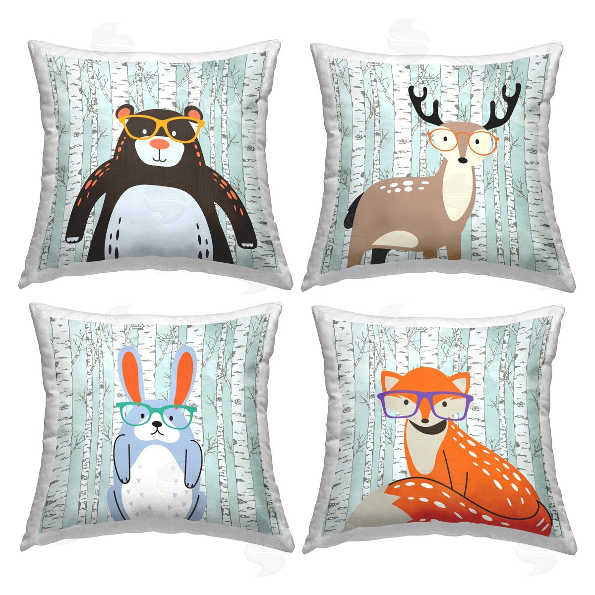 Wild Animals Wearing Glasses Decorative Printed Pillow, Home Decor by Kim Allen