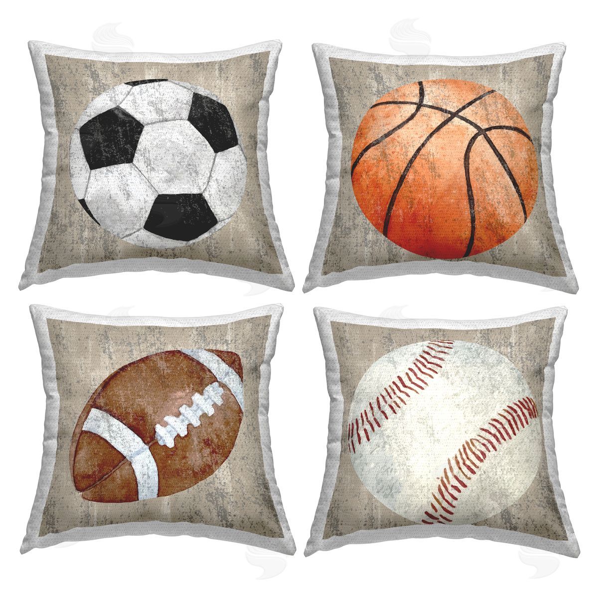 Rustic Varied Sports Balls Outdoor Printed Pillow, Home Decor by Kim Allen