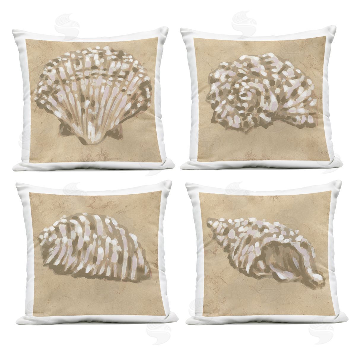 June Erica Vess Seashells in Earth Tones Plush Polyester Art Print Pillow