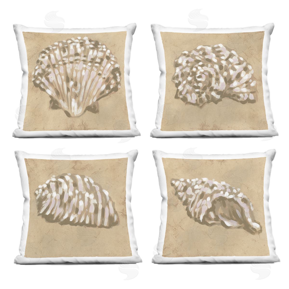 June Erica Vess Seashells in Earth Tones Plush Polyester Art Print Pillow