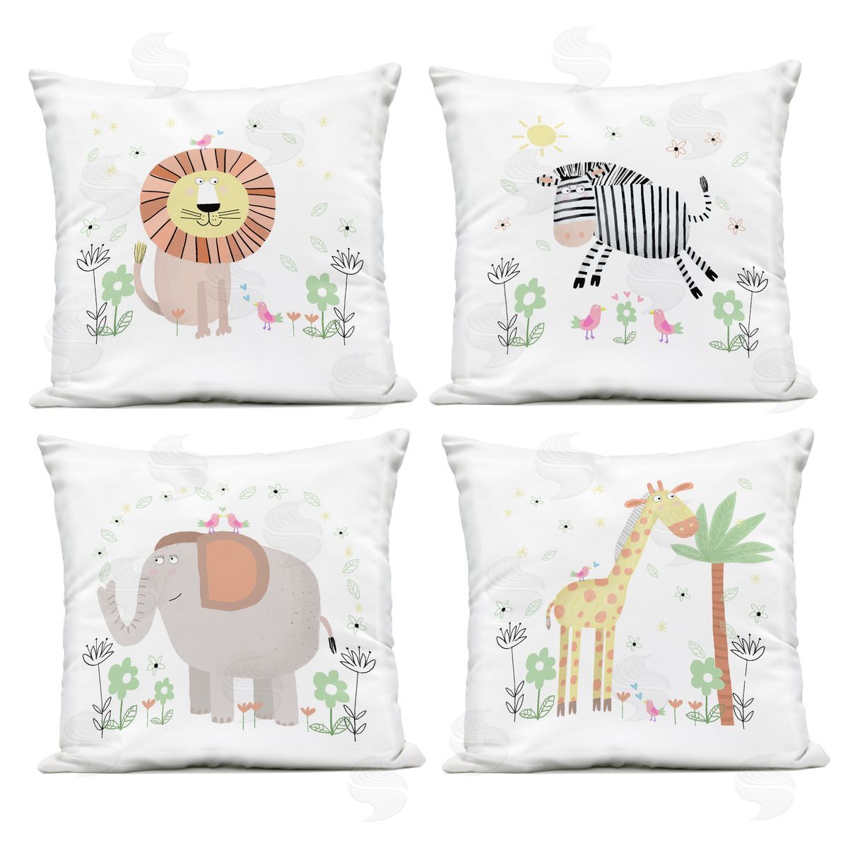Carla Daly Baby Jungle Animals & Flowers Outdoor Printed Pillow Set
