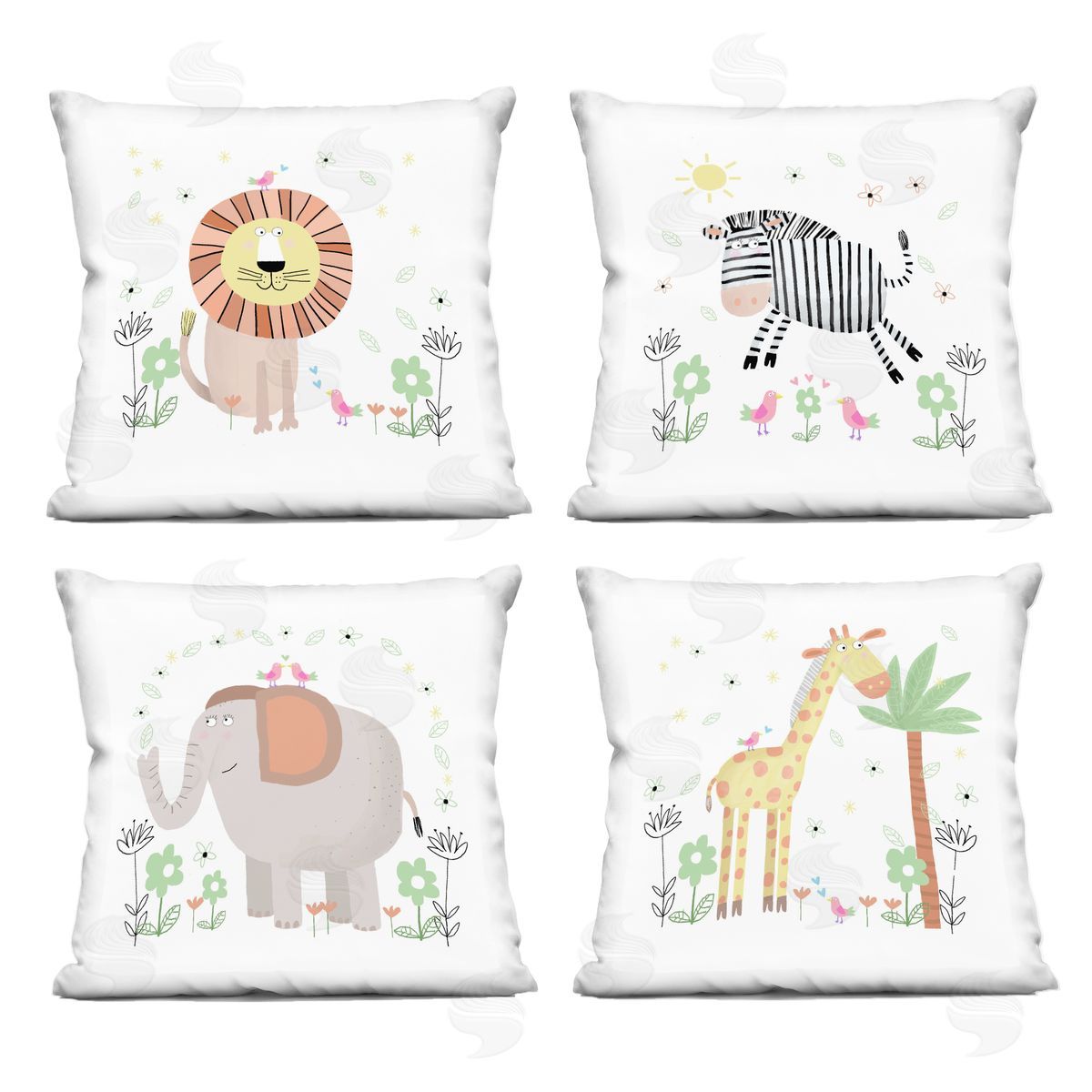 Carla Daly Baby Jungle Animals & Flowers Indoor Printed Pillow Set